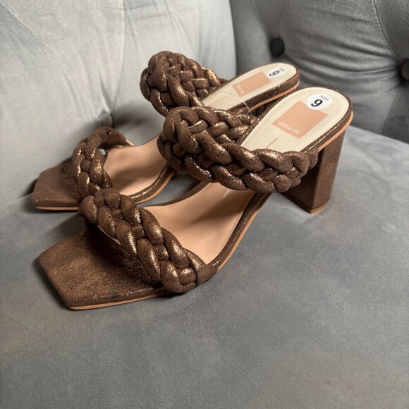 Dolce Vita Metallic Bronze Braided Block Heel Sandals – Women’s Size 9 - Picture 7 of 10